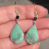 Utah Variscite & Garnet 925 Earrings