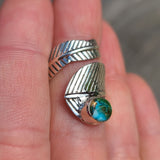 Adjustable Feather - Spiny Oyster Turquoise 925 Ring