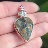 Chrome Chalcedony Druzy & Garnet 925 Pendant
