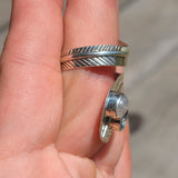 Feather Wrap - Rainbow Moonstone & Blue Topaz 925 Ring