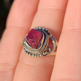 Rough Pink Tourmaline 925 Ring
