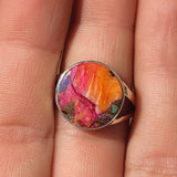 Kingman Orange Dahlia Turquoise 925 Ring
