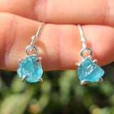 Neon Blue Apatite (Rough) 925 Earrings