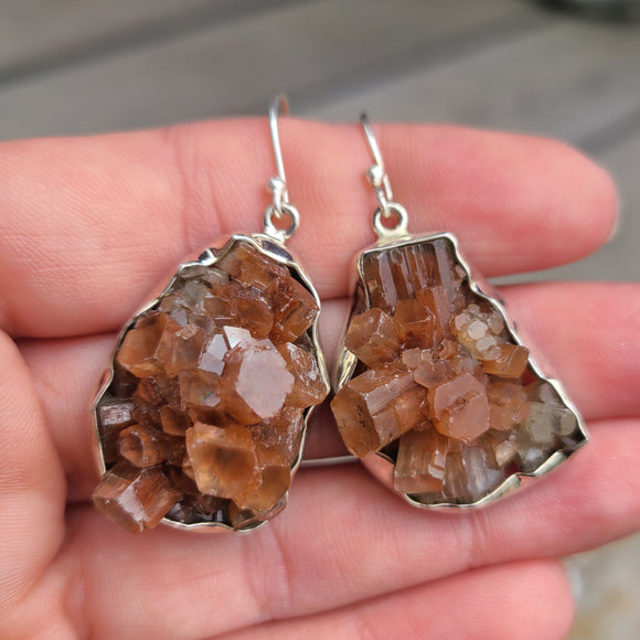 Aragonite Star Crystal 925 Earrings