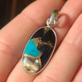 Shell in Black Blue Turquoise 925 Pendant