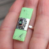 Citron Chrysoprase & Rainbow Quartz 925 Ring