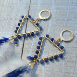 "So Bright Sodalite" Wire Wrapped Rooster Feather Earrings