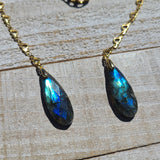 Athena Goddess Faceted Labradorite Face Chain