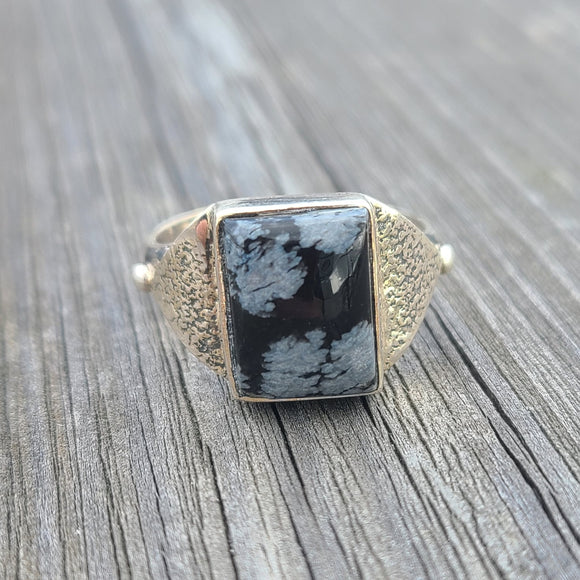 Snowflake Obsidian 925 Ring