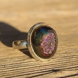 Rose Titanium Aura Druzy 925 Ring
