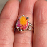 Kingman Orange Dahlia Turquoise 925 Ring