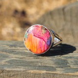 Kingman Orange Dahlia Turquoise 925 Ring