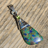 Copper Azurite & Peridot 925 Pendant