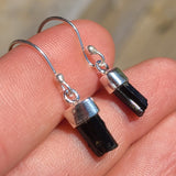 Rough Black Tourmaline 925 Earrings