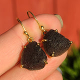 18k Gold Vermeil Saffordite Tektite 925 Earrings