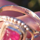 Rough Pink Tourmaline 925 Ring