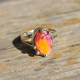 Kingman Orange Dahlia Turquoise 925 Ring
