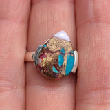 Kingman Orange Dahlia Turquoise 925 Ring