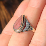 Pink Tulip Quartz 925 Ring