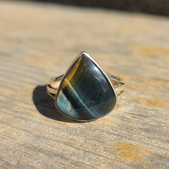 Blue Tiger Eye 925 Ring
