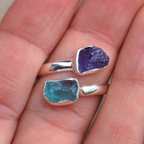 Tanzanite & Blue Apatite (Rough) 925 Ring
