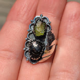 Southwest - Rough Green Apatite & Shungite 925 Ring