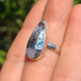 Blue Dendritic Opal 925 Ring