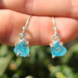 Neon Blue Apatite (Rough) 925 Earrings