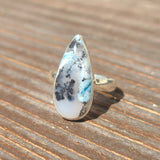 Blue Dendritic Opal 925 Ring