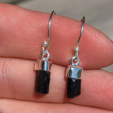 Rough Black Tourmaline 925 Earrings