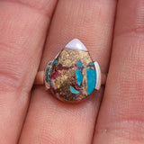 Kingman Orange Dahlia Turquoise 925 Ring