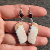 Orange Scolecite - India & Garnet 925 Earrings
