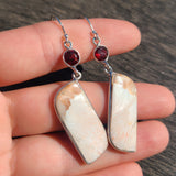 Orange Scolecite - India & Garnet 925 Earrings