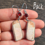 Orange Scolecite - India & Garnet 925 Earrings