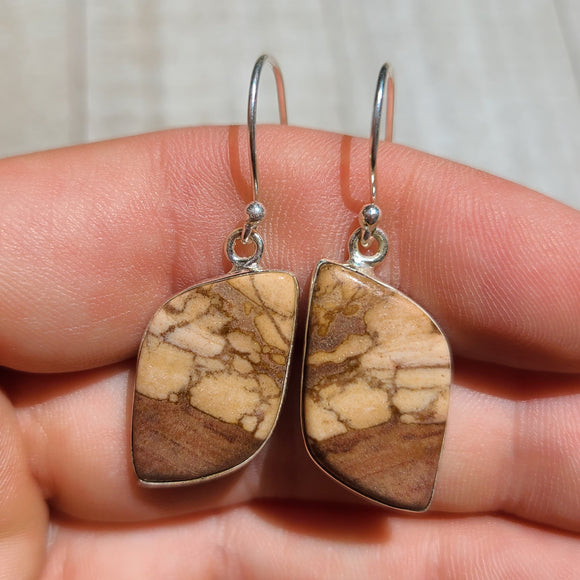 Natural Coffee Zebra Jasper 925 Earrings