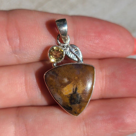 Amethyst Sage Agate - Nevada & Citrine 925 Pendant