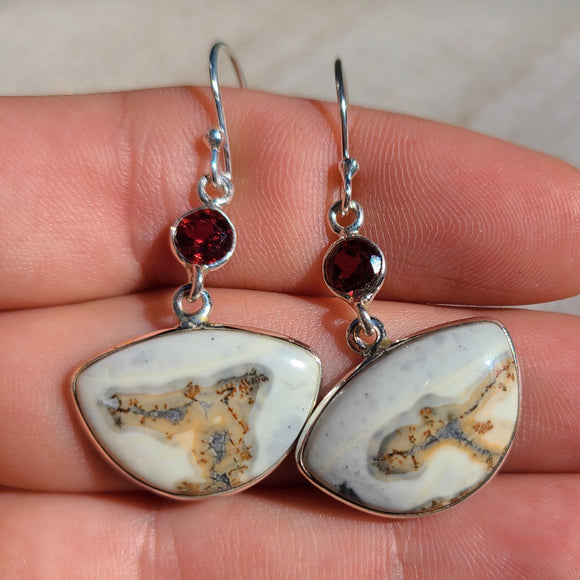Indonesian Maligano Jasper & Garnet 925 Earrings