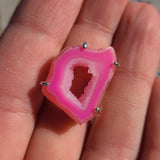 Fleece Pink Geode Druzy 925 Ring