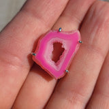 Fleece Pink Geode Druzy 925 Ring