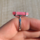 Fleece Pink Geode Druzy 925 Ring