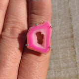 Fleece Pink Geode Druzy 925 Ring