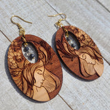 Flower Goddess Labradorite & Sapphire 18k GP Earrings