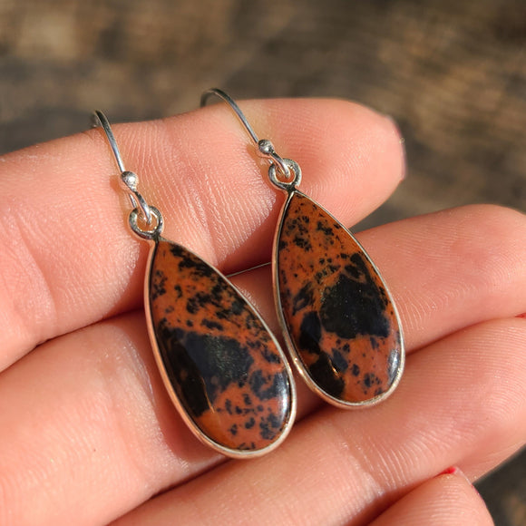 Russian Honey Dendrite Opal 925 Earrings