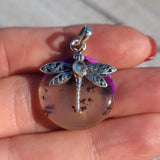 Dragonfly - Purple Dendritic Opal & Rainbow Moonstone 925 Pendant
