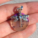 Dragonfly - Purple Dendritic Opal & Rainbow Moonstone 925 Pendant