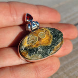 12g Ocean Jasper (Rough) & Garnet 925 Pendant