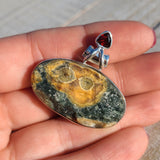 12g Ocean Jasper (Rough) & Garnet 925 Pendant