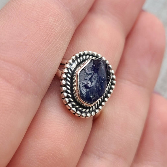 Rough Blue Sapphire 925 Ring