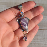 Two Tone - Chevron Amethyst & Moonstone 925 Pendant