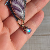 Two Tone - Chevron Amethyst & Moonstone 925 Pendant